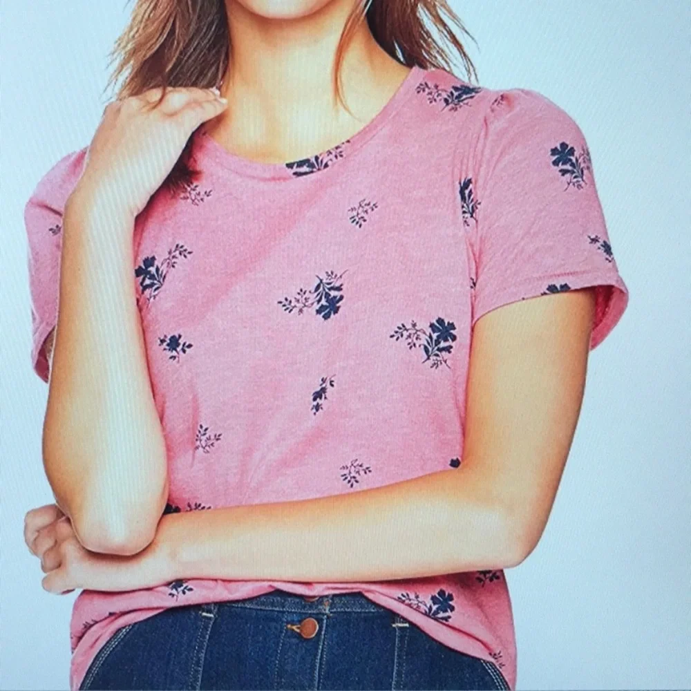 Lucky Brand Pim Puff Sleeve Floral Tee - Picture 4 of 10